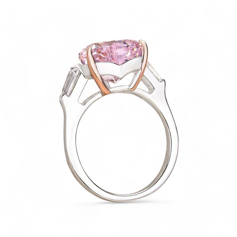 2.00ct Heart Cut Lab Grown Pink Sapphire Three Stone Engagement Ring