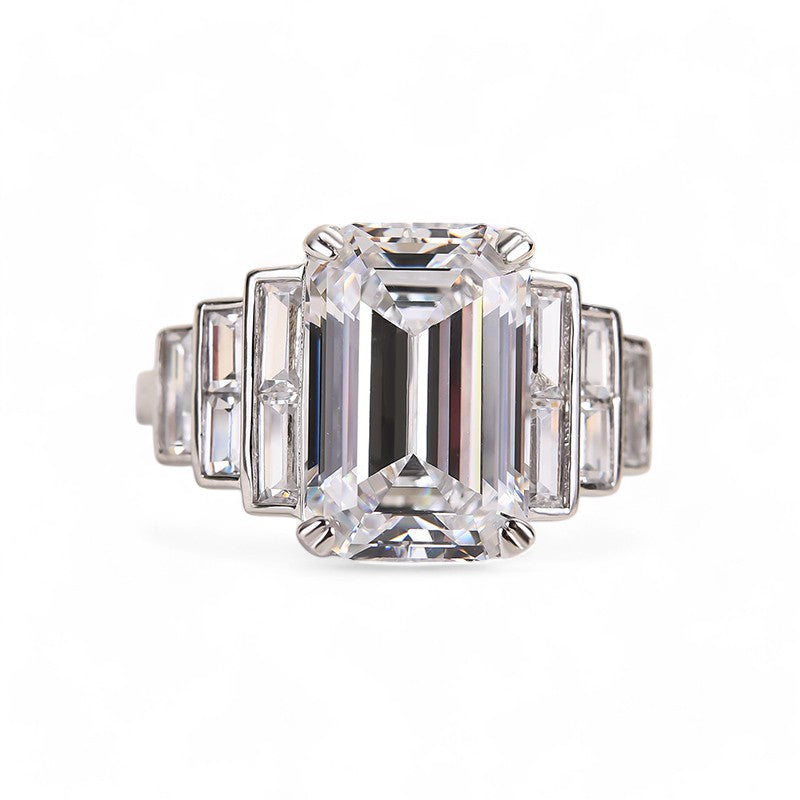 5.75CT Emerald Cut Moissanite Engagement Ring