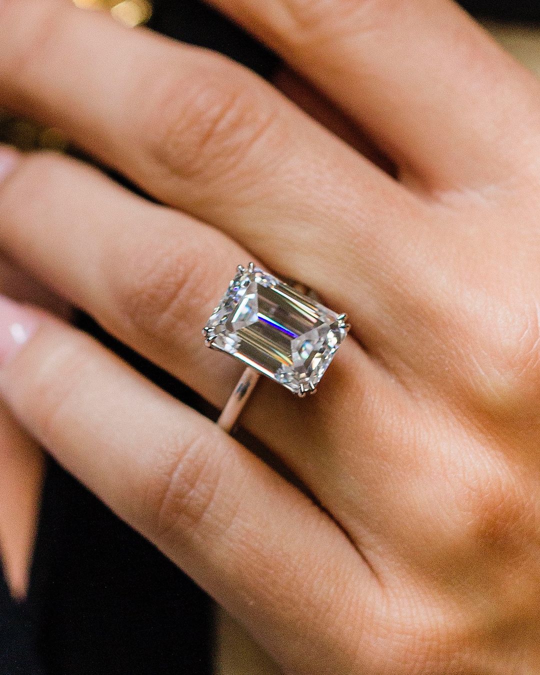 9.50ct Emerald Cut Moissanite Engagement Ring