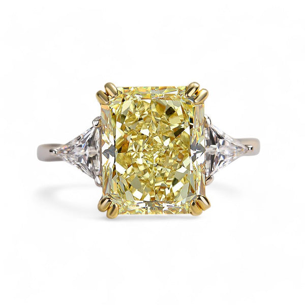 3.30CT Radiant Fancy Intense Yellow Lab Grown Diamond Three-Stone Engagement Ring