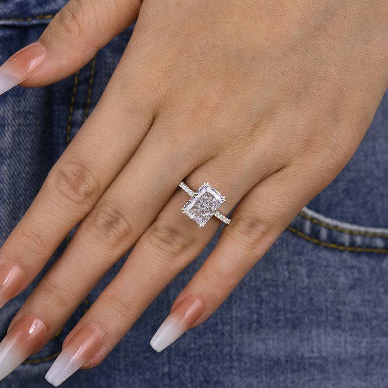 3.130Ct Radiant Cut Moissanite Engagement Ring