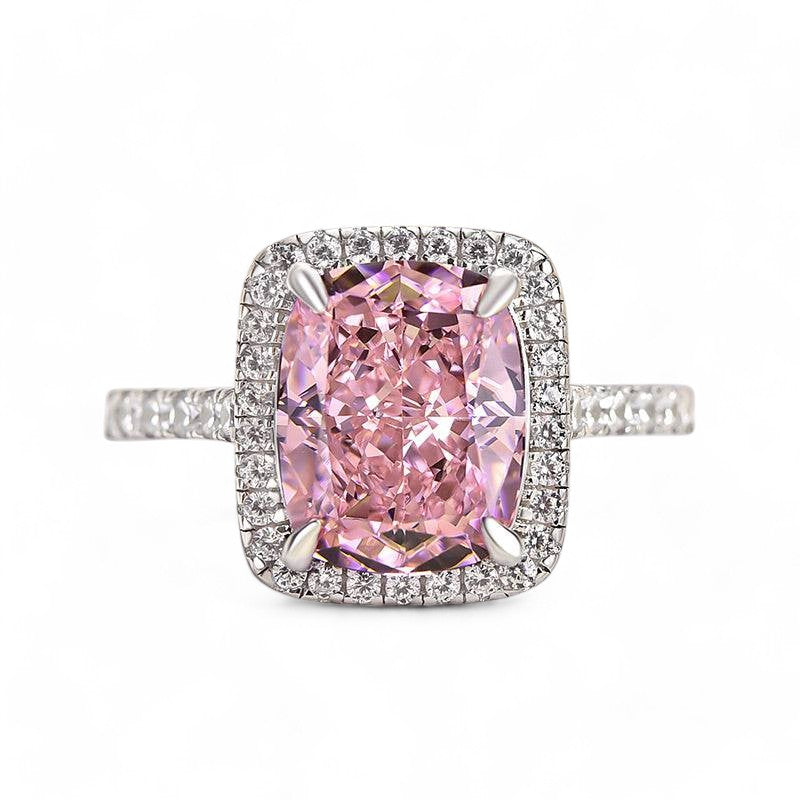 2.640 Carat Elongated Cushion Cut Pink Lab Grown Engagement Ring