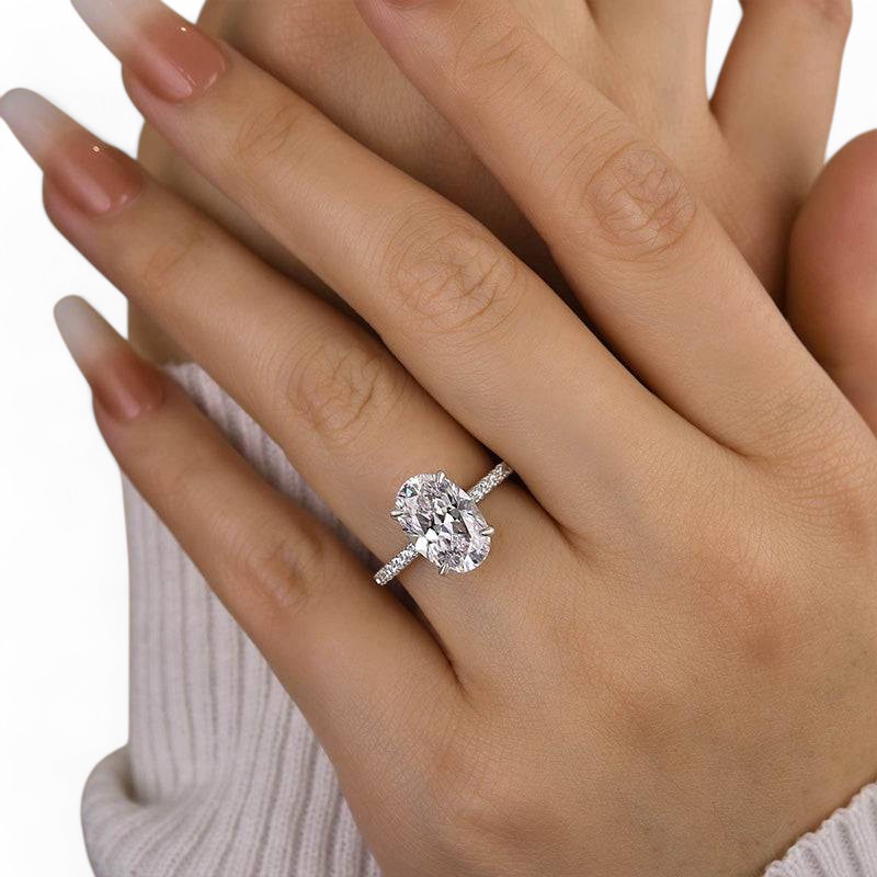 3.85ct Oval cut Moissanite engagement ring