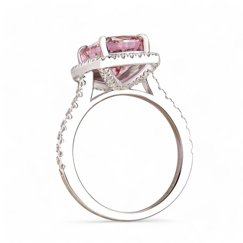 2.640 Carat Elongated Cushion Cut Pink Lab Grown Engagement Ring