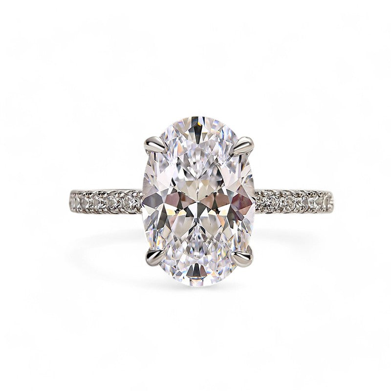 3.85ct Oval cut Moissanite engagement ring