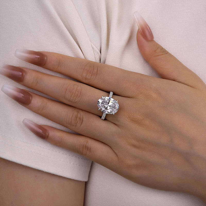 3.70ct Oval cut Moissanite engagement ring