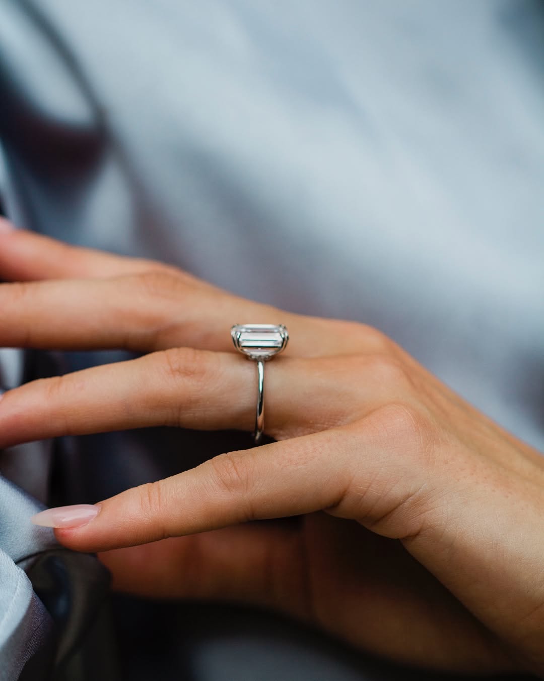 5.00ct Emerald Cut Solitaire Moissanite Engagement Ring