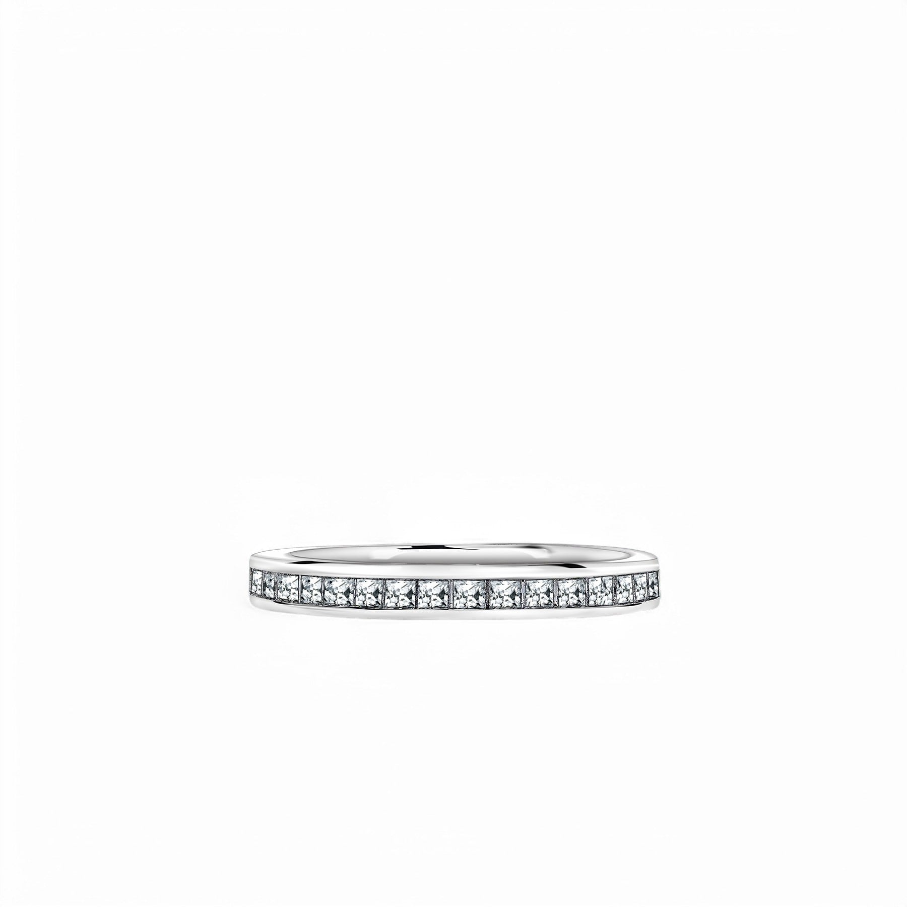 0.250Ct Princess Cut MOISSANITE Channel Set Wedding Band Solid 14K White Gold