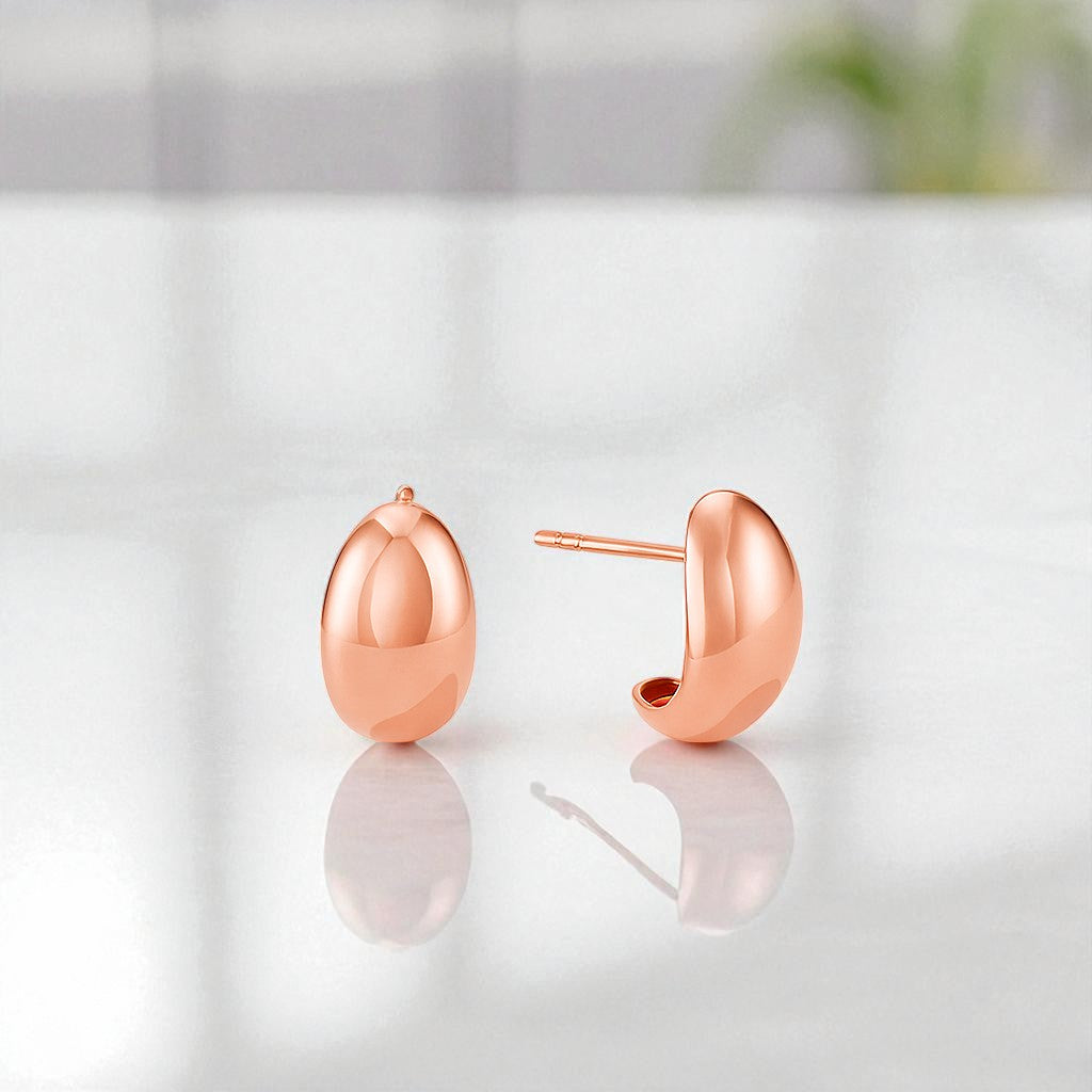 Bold Dome Huggie Hoop Earrings,Everyday Gold Earrings Gift for Her