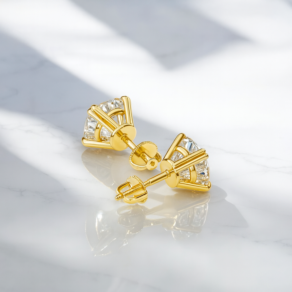 1.50 Carat Round cut Moissanite Stud Earrings , Solitaire Earrings