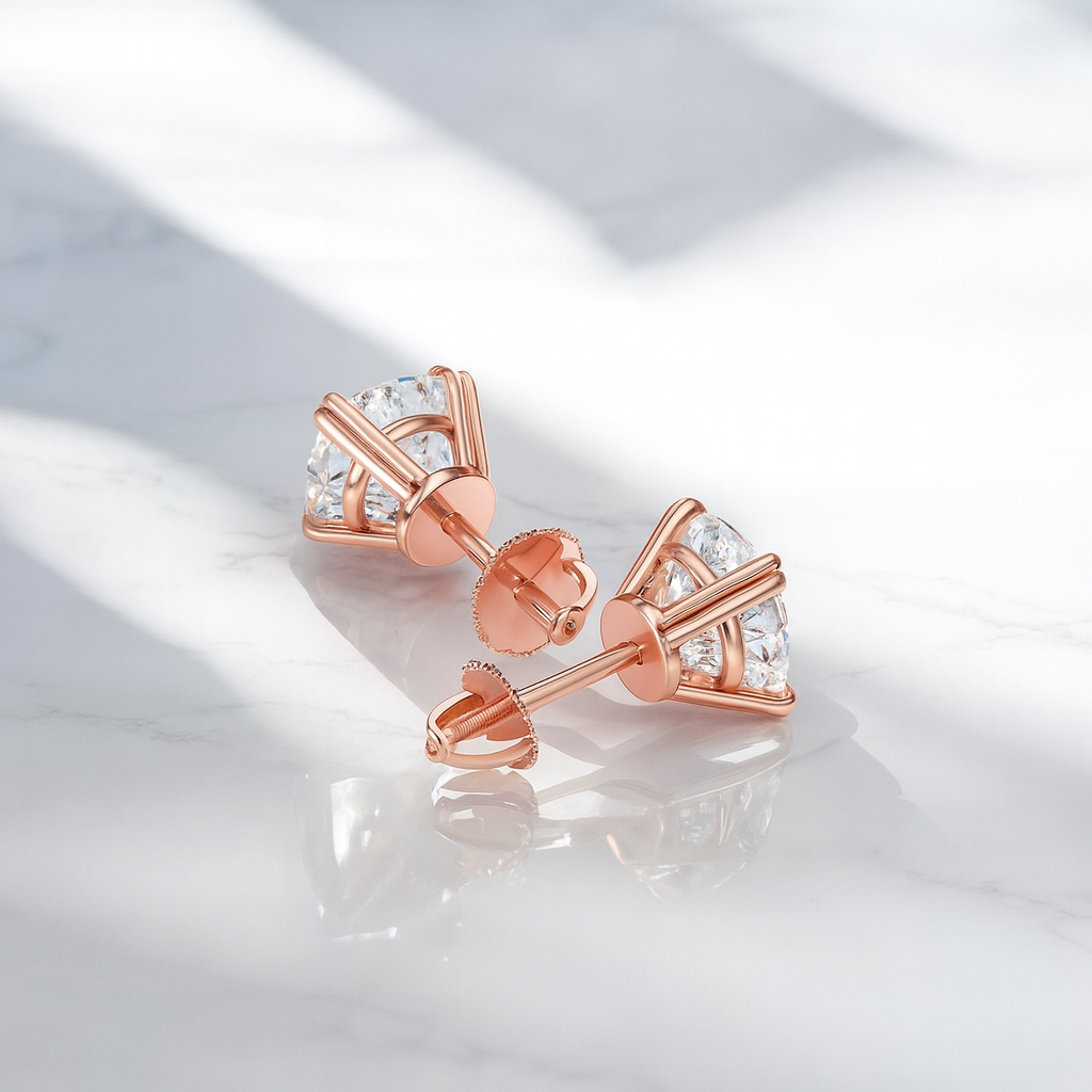 1.50 Carat Round cut Moissanite Stud Earrings , Solitaire Earrings