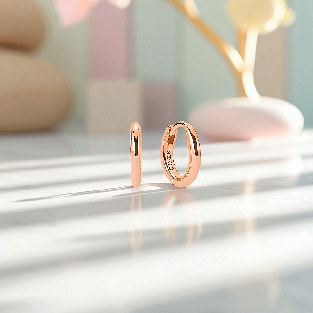 Classic Gold Tube Huggie Hoops • 12MM Lightweight Everyday Earrings