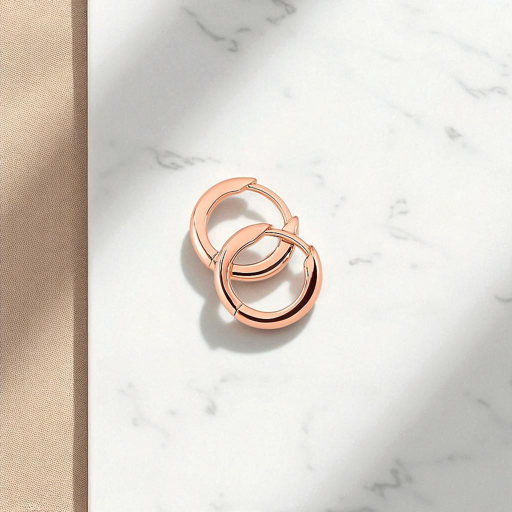 Classic Gold Tube Huggie Hoops • 12MM Lightweight Everyday Earrings