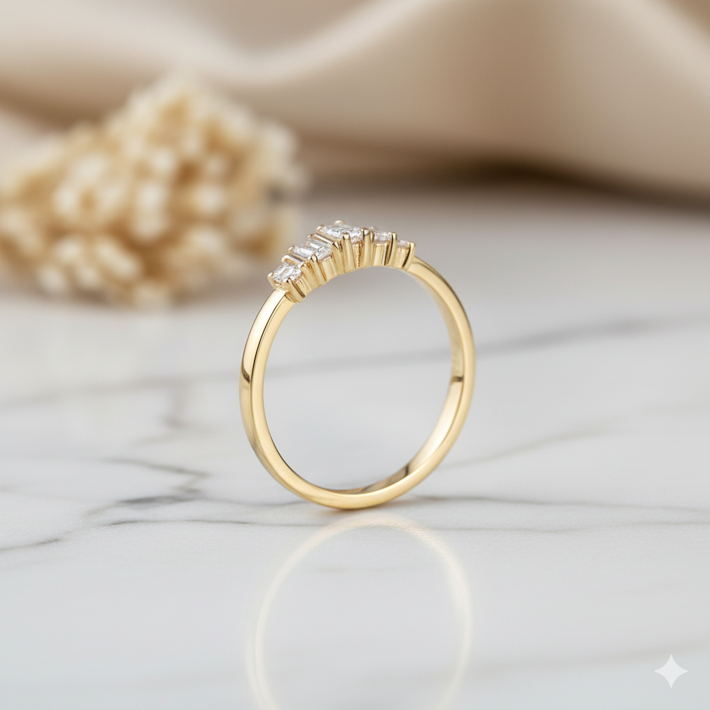 0.520ct Baguette Moissanite Engagement Ring