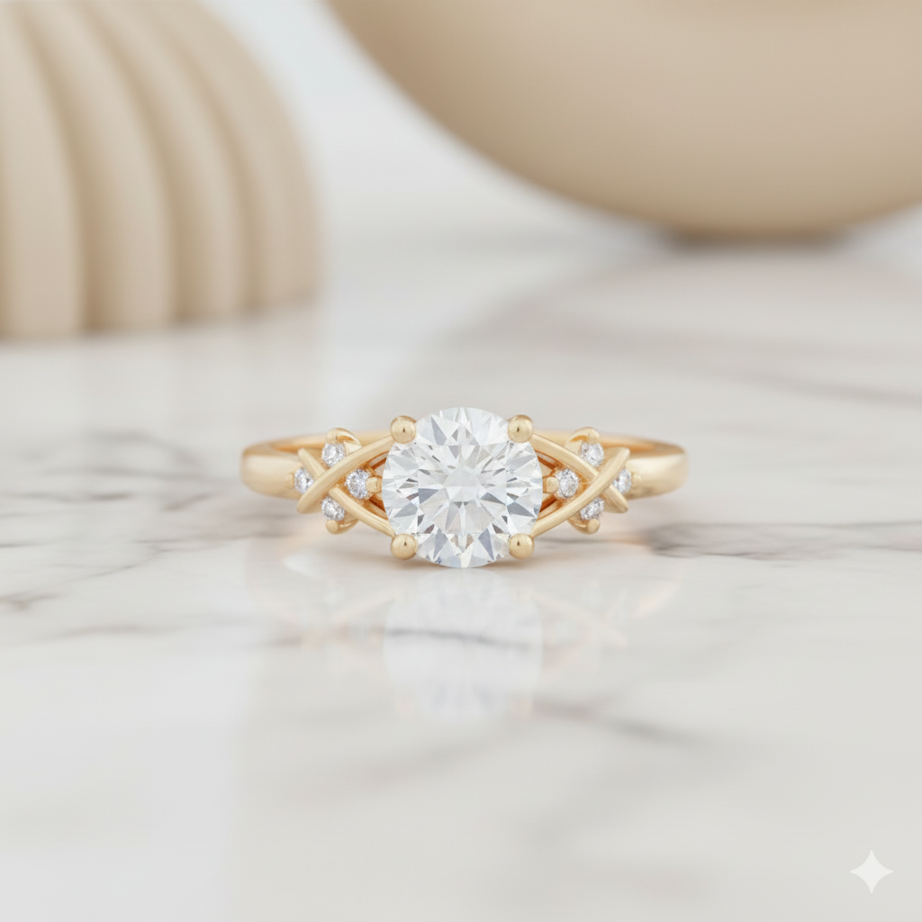 1.07CT Round Cut Diamond Cluster Promise Ring for Women