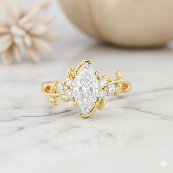 1.200ct Marquise Cut Moissanite Engagement Ring