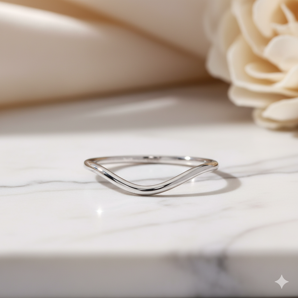 14K Yellow Gold V-Shaped Ring Minimalist Chevron Band • Stacking Ring for Women