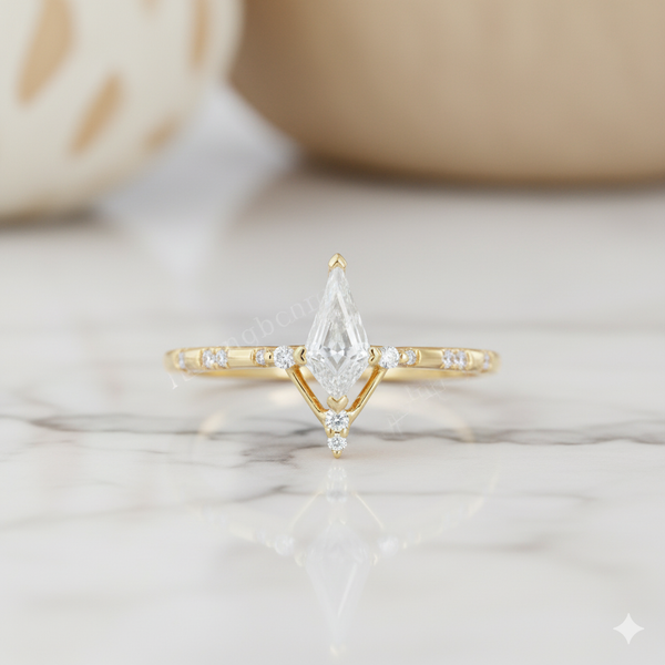 0.725 CT Kite Cut Moissanite Engagement Ring