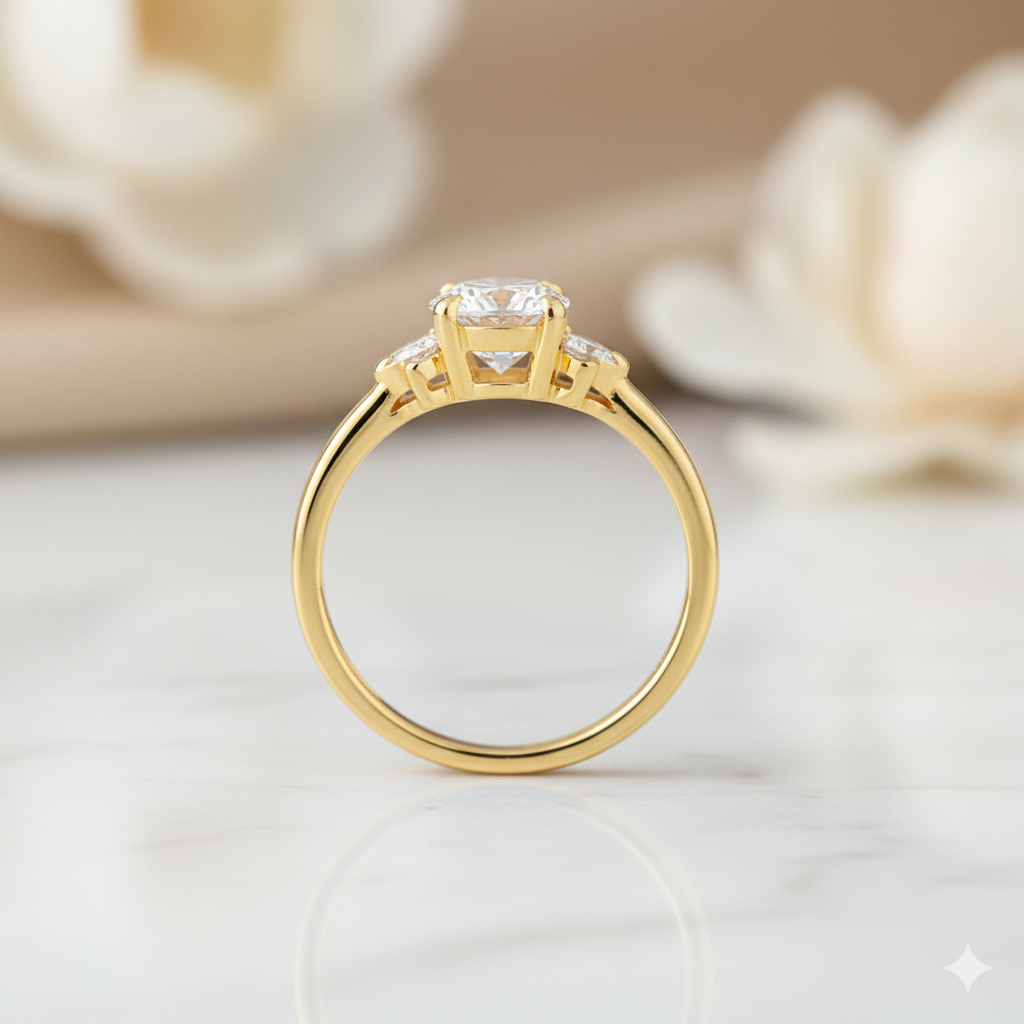 1.04ct Vintage Moissanite Engagement Ring • 14K Rose Gold Leaf Diamond Cluster