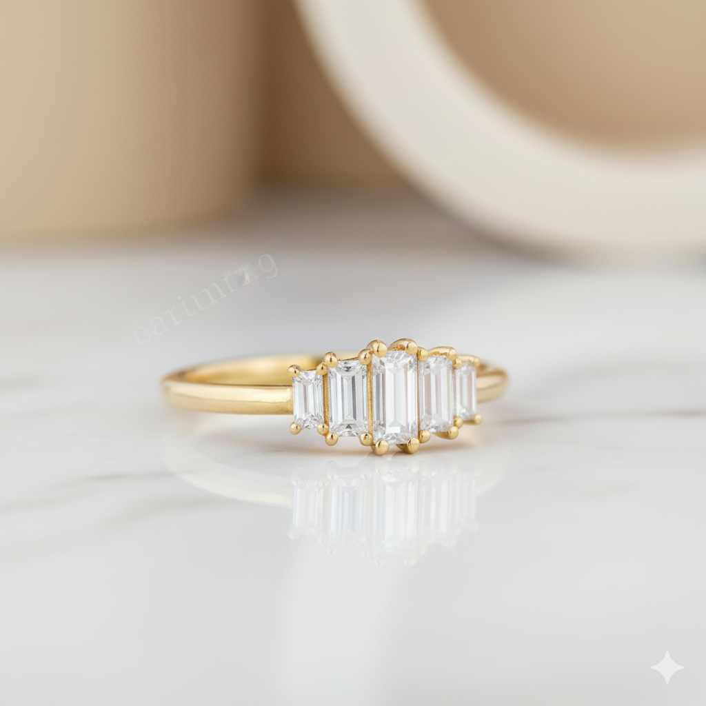 0.520ct Baguette Moissanite Engagement Ring