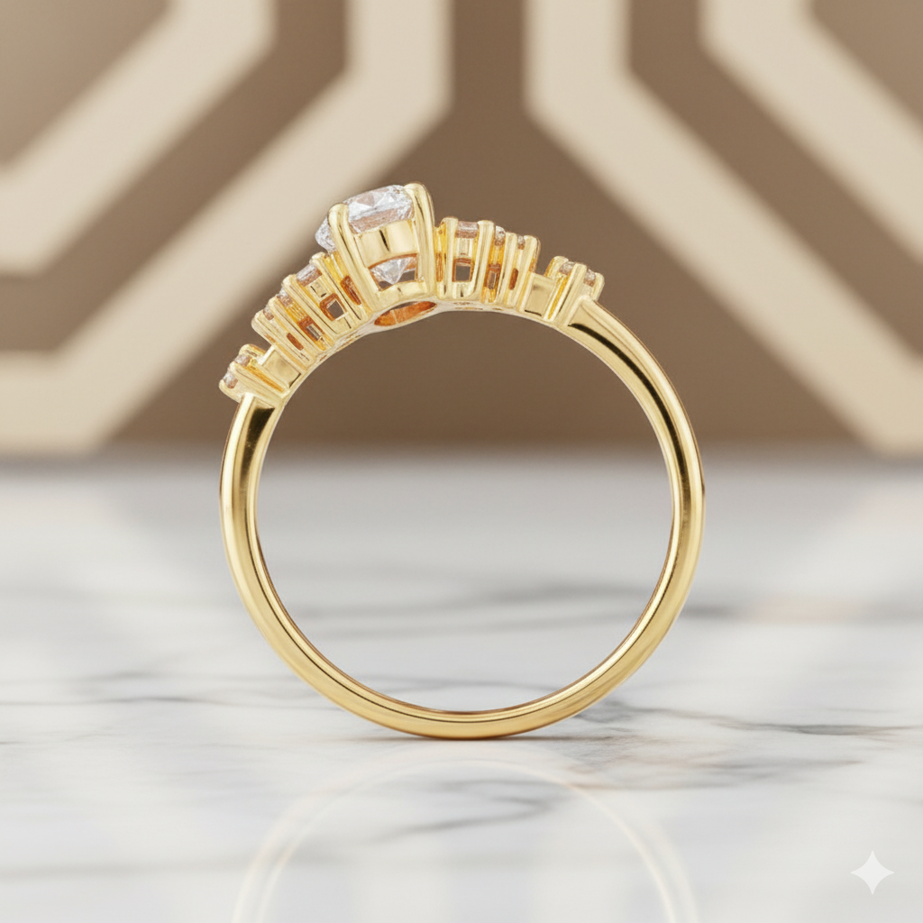 1.100CT Marquise Cut Moissanite Cluster Engagement Ring