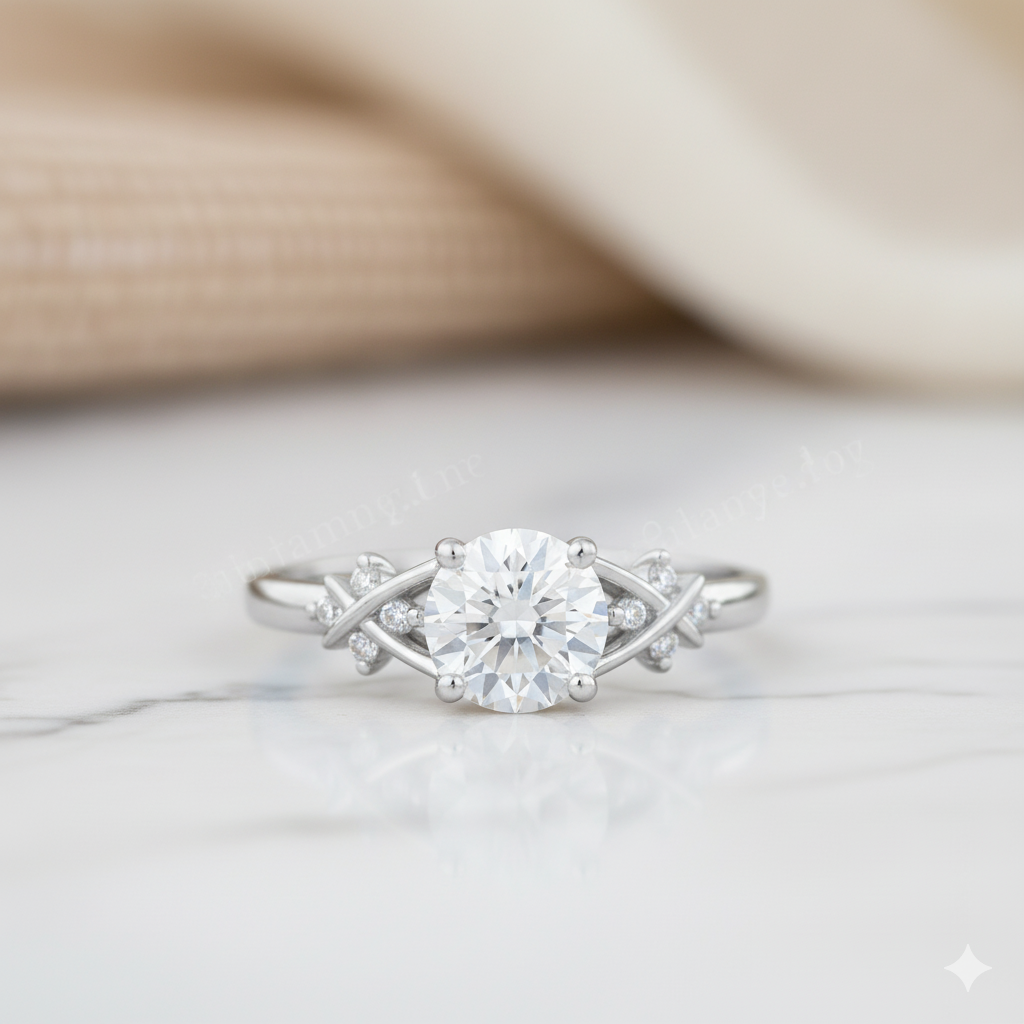 1.07CT Round Cut Diamond Cluster Promise Ring for Women