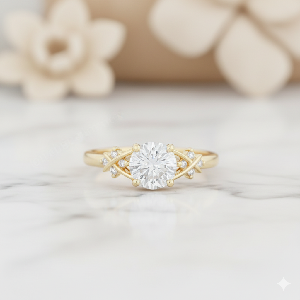 1.07CT Round Cut Diamond Cluster Promise Ring for Women