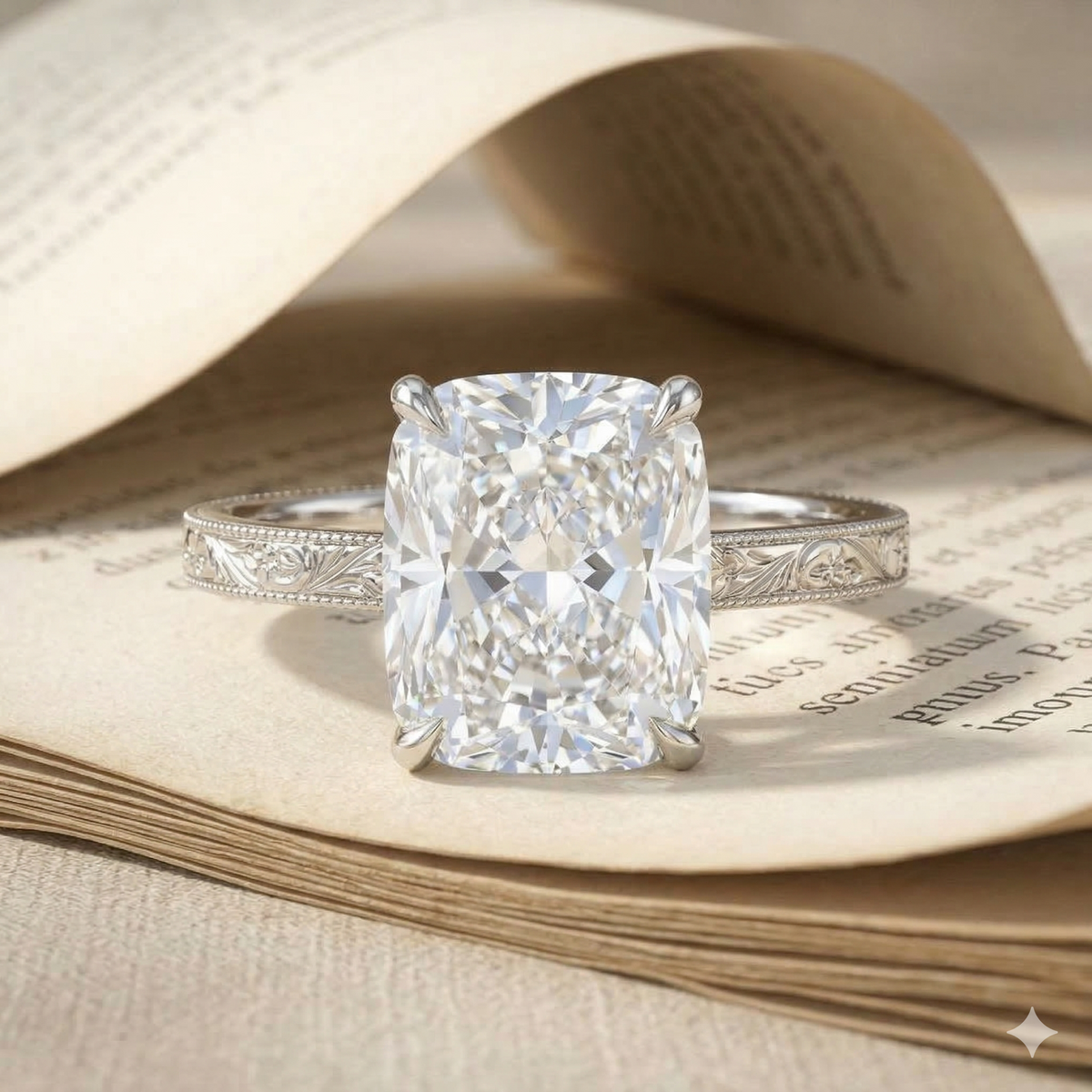 Lab grown 2.00CT Radiant Cut Engagement Ring,Vintage Engraved Band - I ...