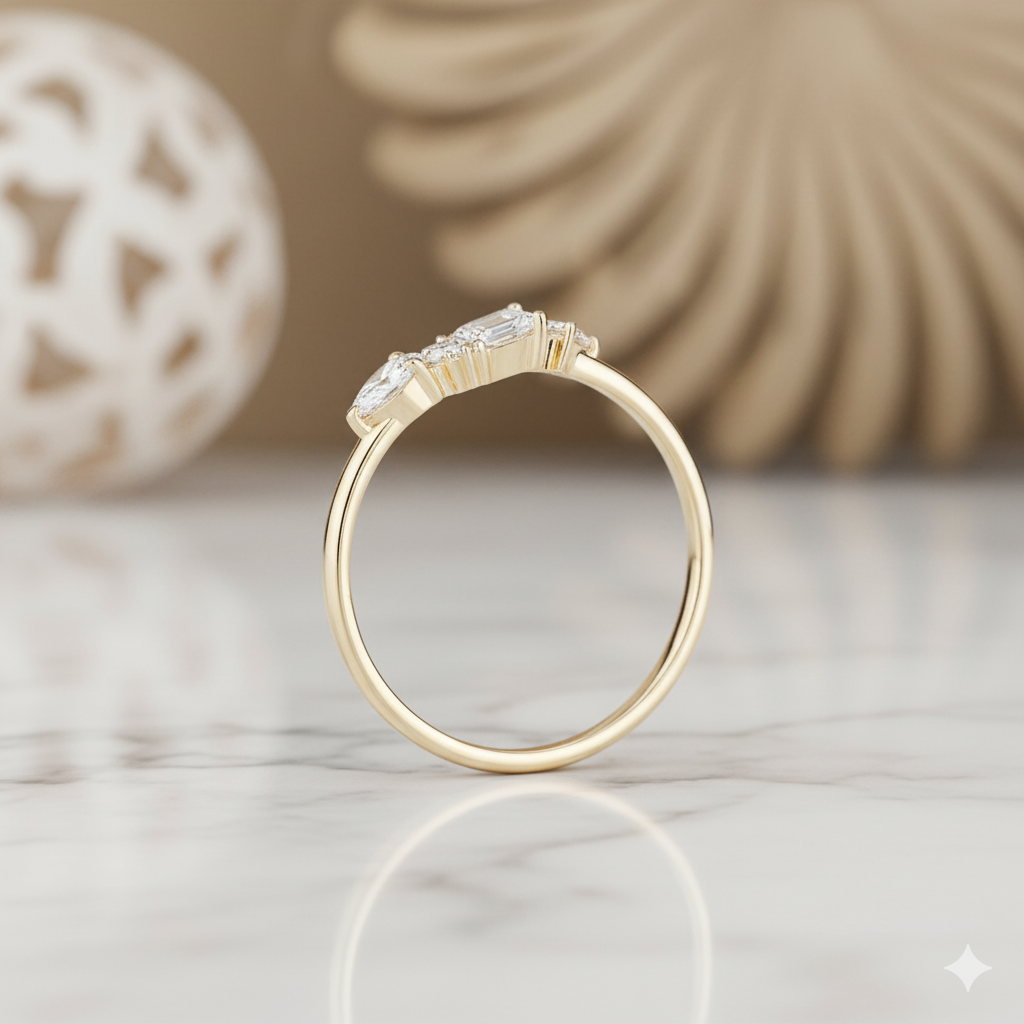 1.180CT Unique Pear Cut Moissanite Engagement Ring
