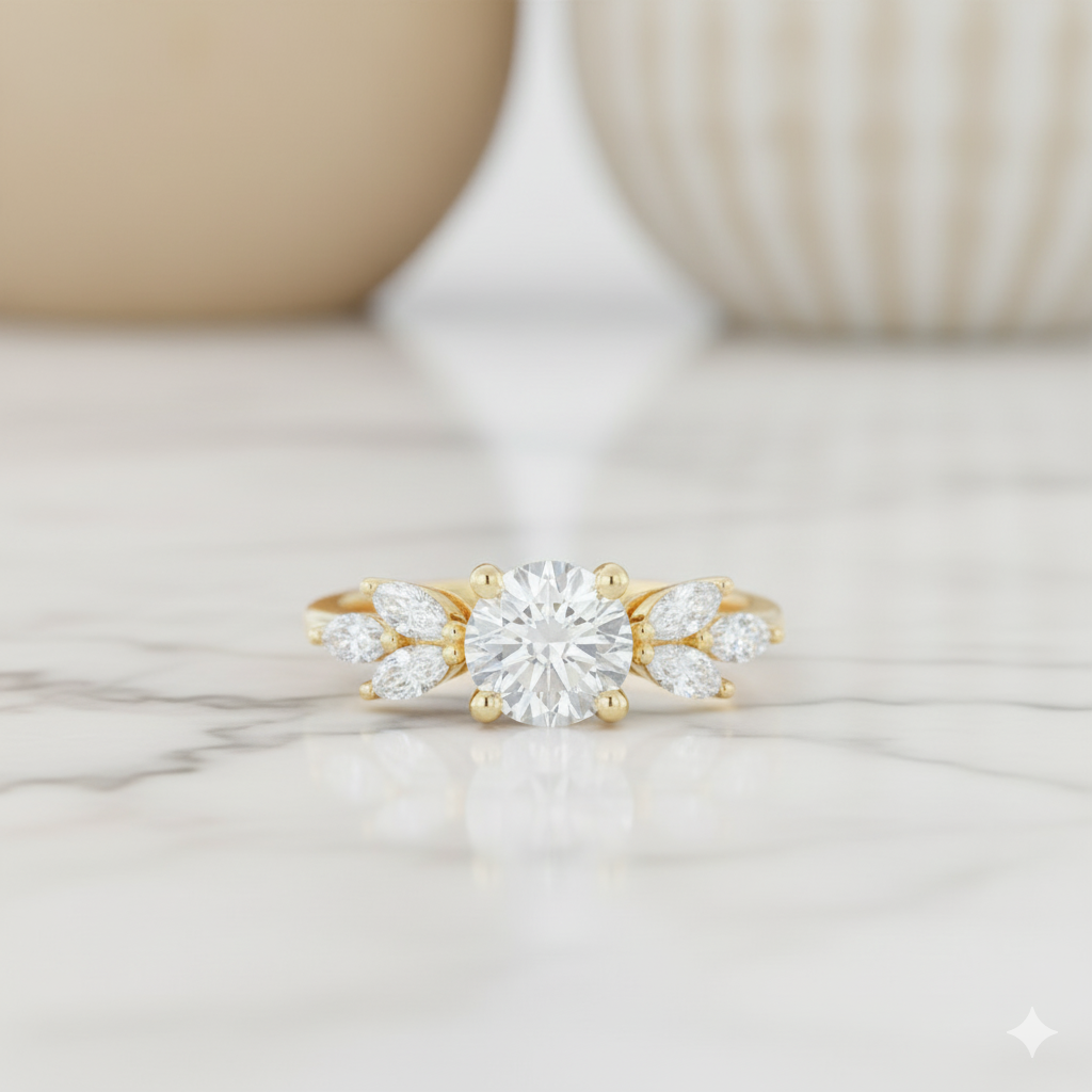 1.420ct Vintage Round Moissanite Engagement Ring