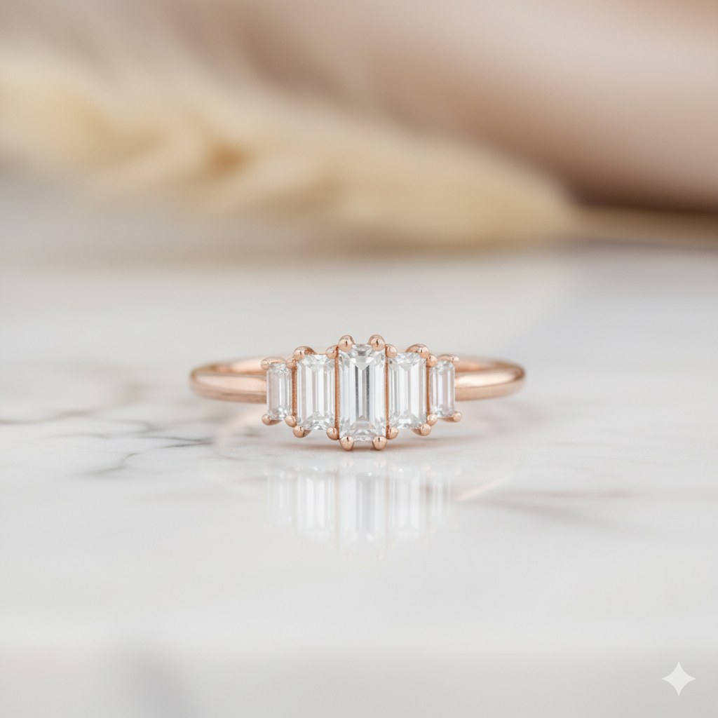 0.520ct Baguette Moissanite Engagement Ring