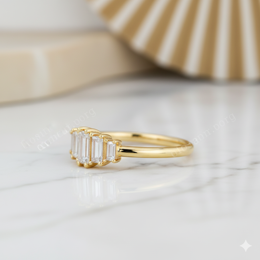 0.520ct Baguette Moissanite Engagement Ring