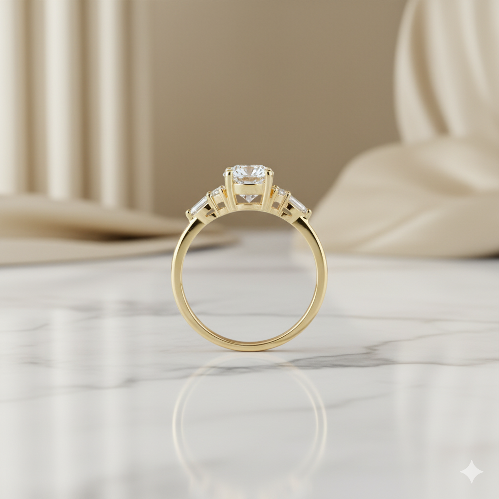 1.490ct Oval Moissanite Engagement Ring 14K Solid Gold