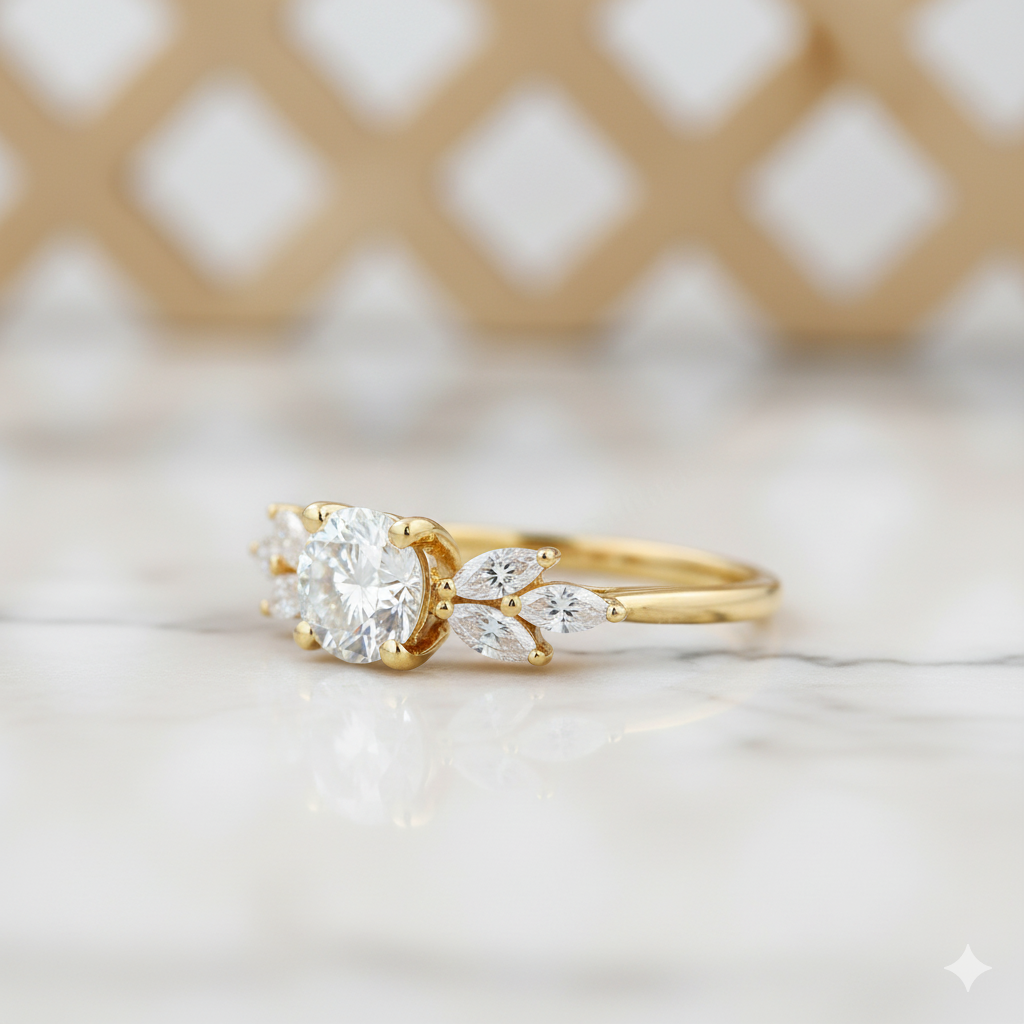 1.420ct Vintage Round Moissanite Engagement Ring