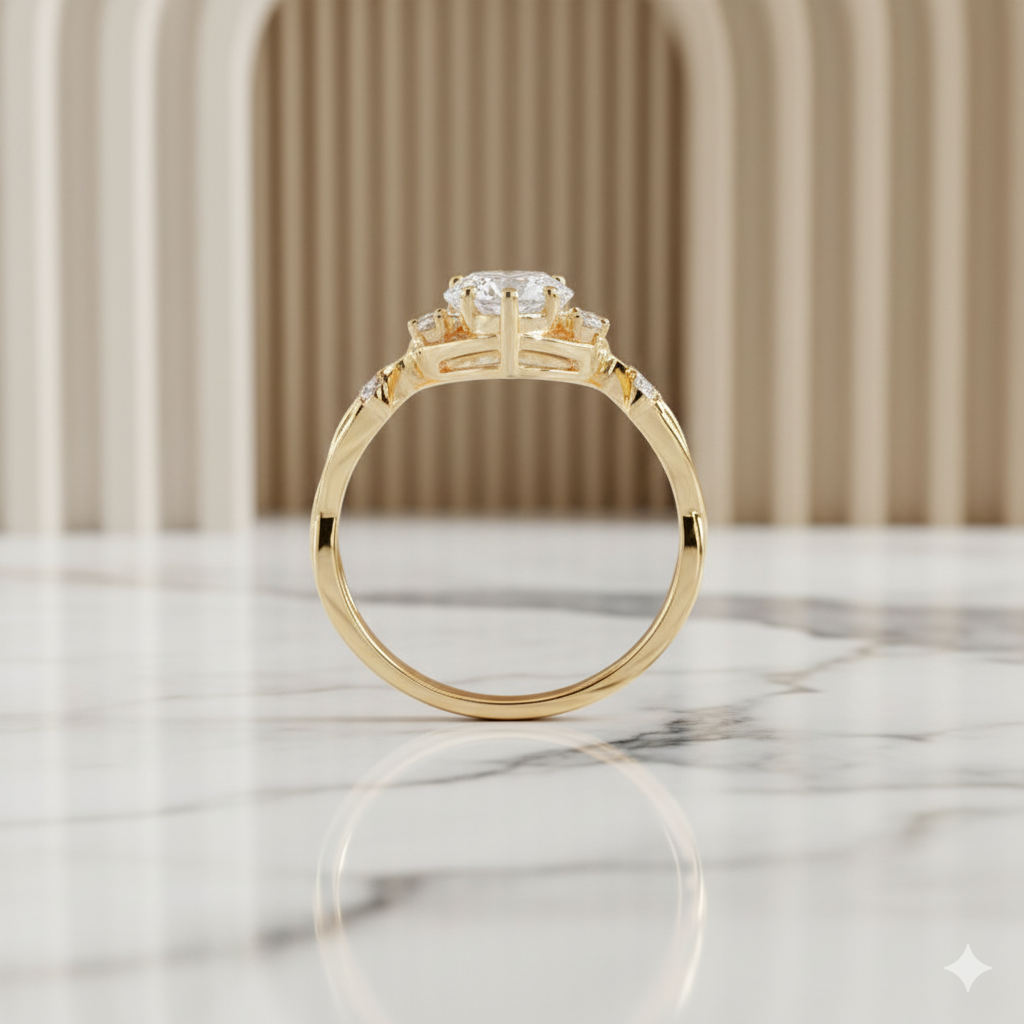 1.390ct Pear Moissanite Leaf Engagement Ring 14K Rose Gold Nature-Inspired Moissanite Ring