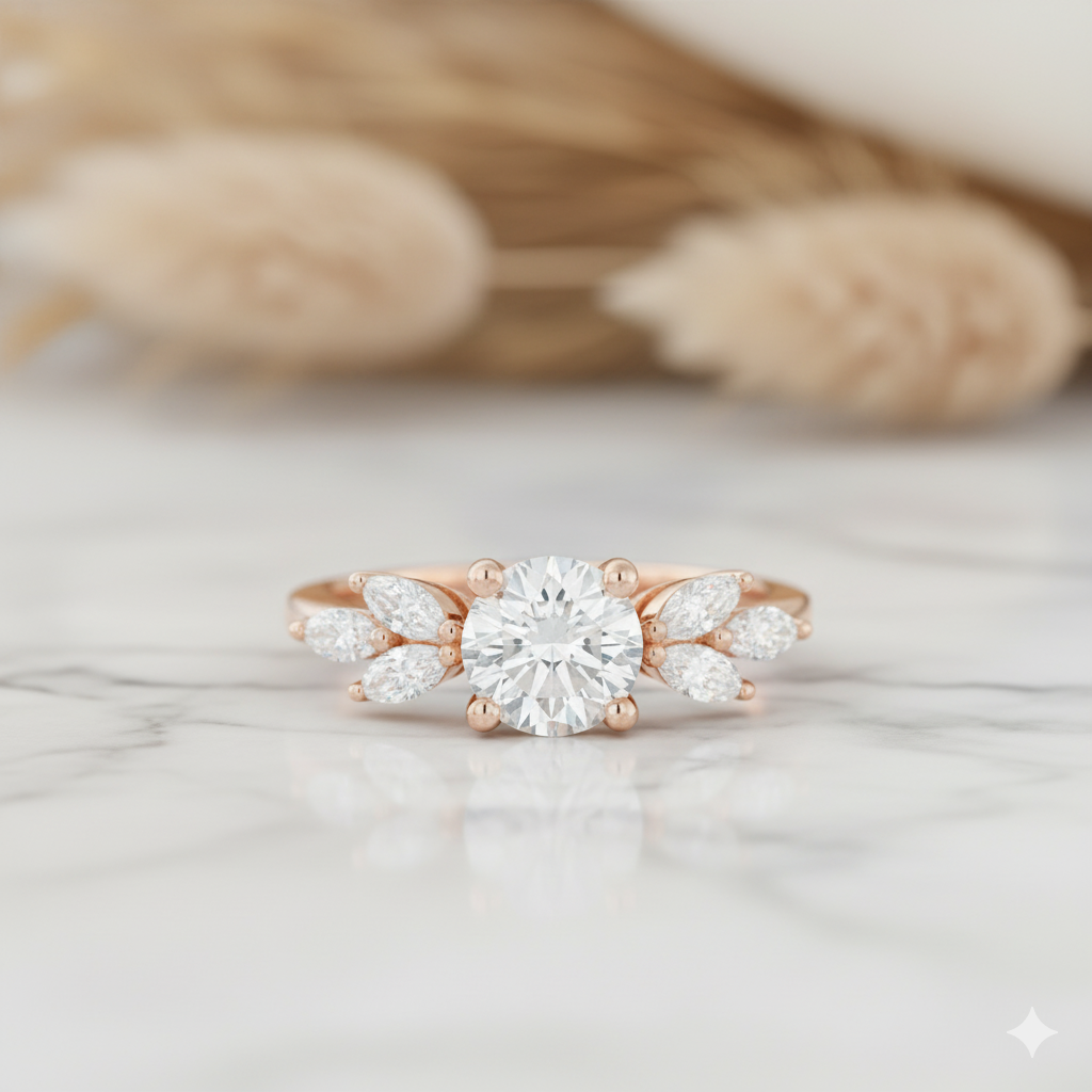 1.420ct Vintage Round Moissanite Engagement Ring