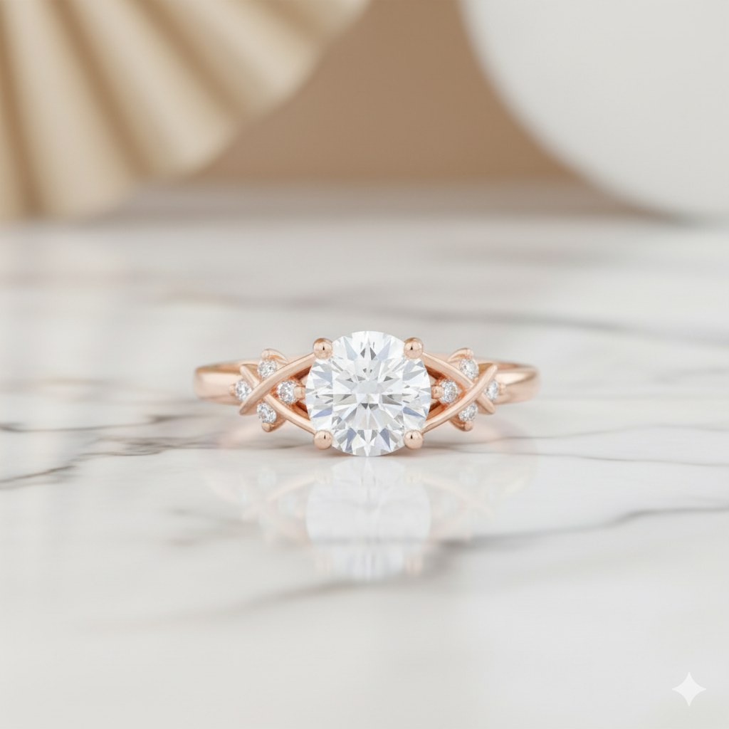 1.07CT Round Cut Diamond Cluster Promise Ring for Women