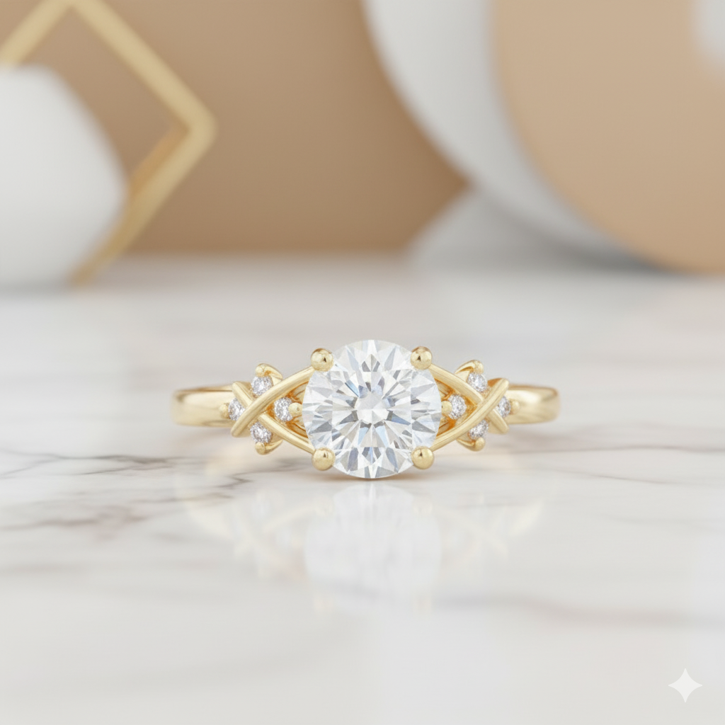 1.07CT Round Cut Diamond Cluster Promise Ring for Women