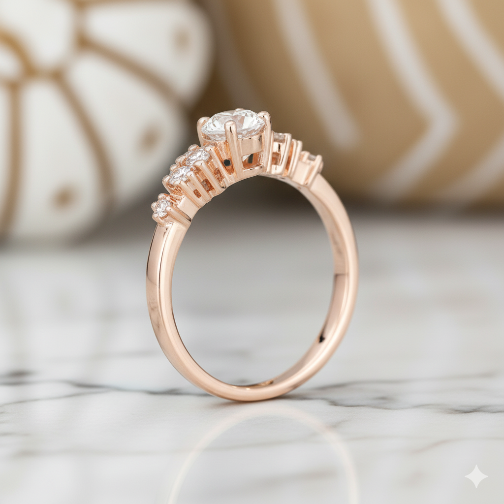 1.20 ct Marquise Cut Moissanite Engagement Ring Vintage Cluster Design