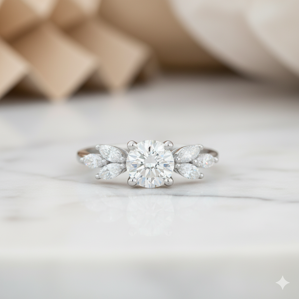 1.420ct Vintage Round Moissanite Engagement Ring