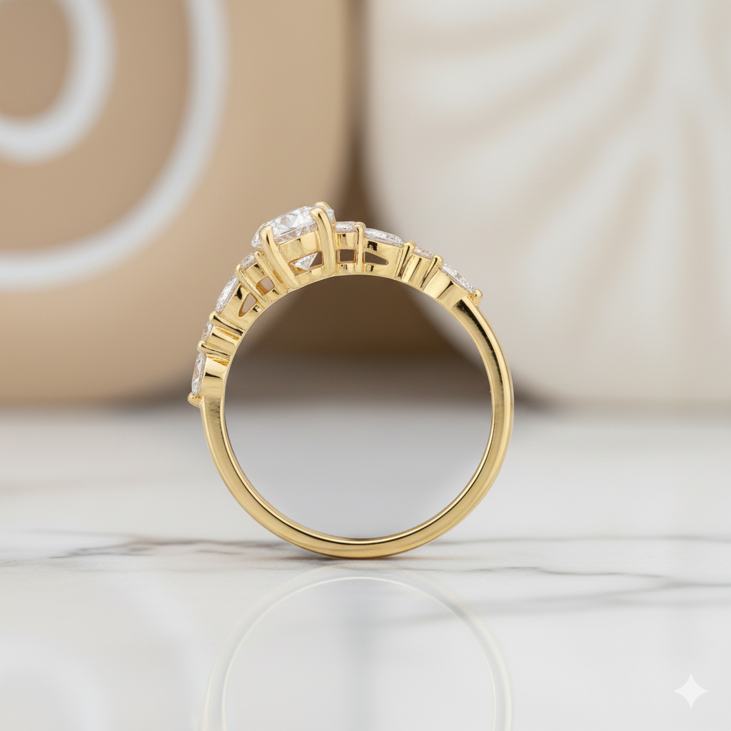 1.210ct Marquise Cut Moissanite Engagement Ring • Vintage Rose Gold Ring