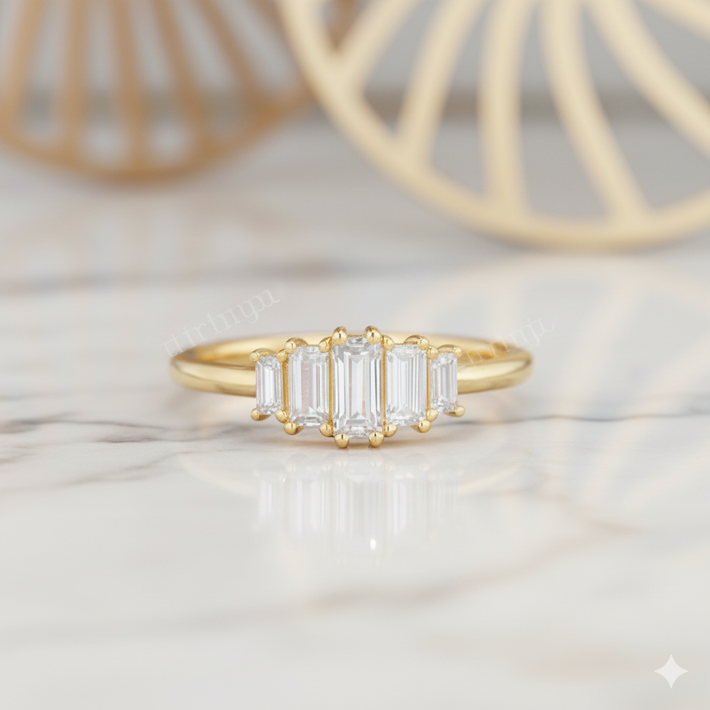 0.520ct Baguette Moissanite Engagement Ring