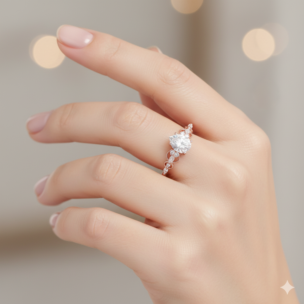 1.460CT Pear Shaped Moissanite Engagement Ring  Vintage Infinity Twist Diamond Ring