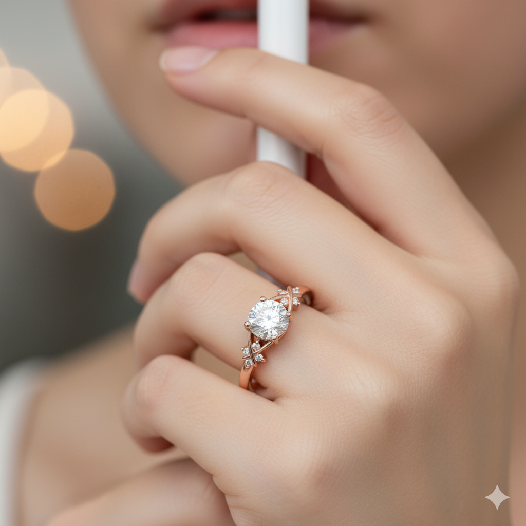 1.07CT Round Cut Diamond Cluster Promise Ring for Women