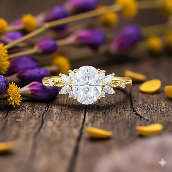 1.350ct Vintage Oval Moissanite Engagement Ring