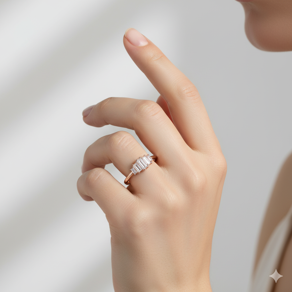 0.520ct Baguette Moissanite Engagement Ring