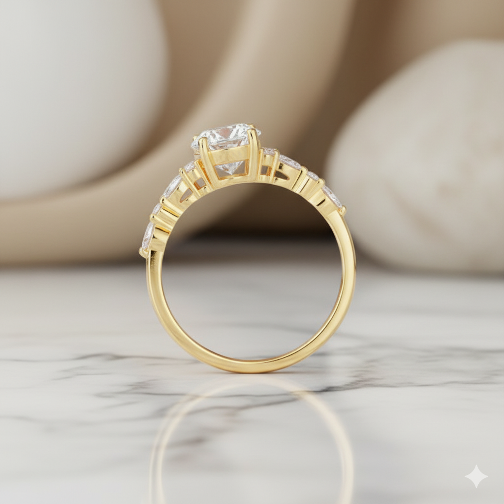 2.210CT Oval Moissanite Engagement Ring Vintage Marquise Diamond Accented Ring