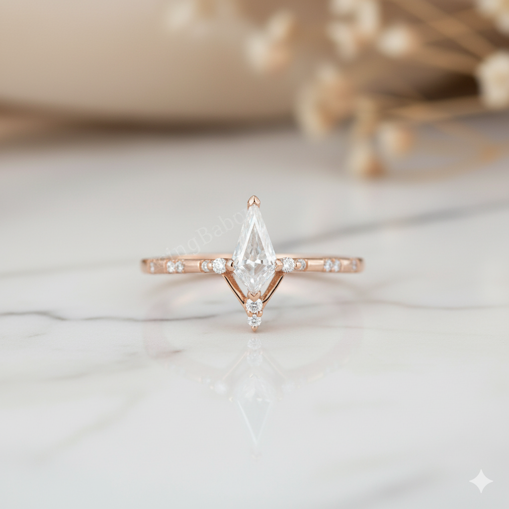 0.725 CT Kite Cut Moissanite Engagement Ring