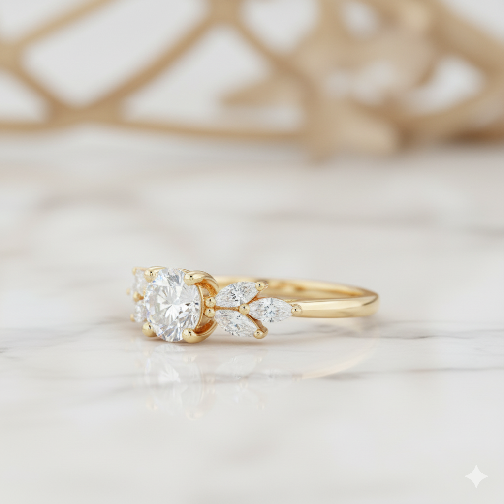 1.420ct Vintage Round Moissanite Engagement Ring