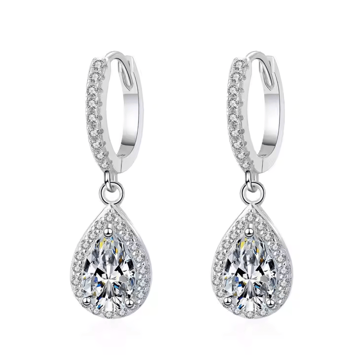 2.160Ct Pear Cut Moissanite Pear Drops Earring